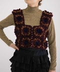 malamute block flower crochet vest