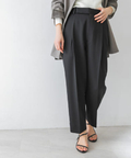 Text Pleated Tapered Trousers