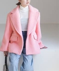 レディース シャギービッグジャケット ユーバイスピックアンドスパン テーラードジャケット ピンク フリー